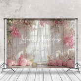 Lofaris Pink Spring Floral Retro White Wall Wedding Backdrop